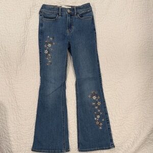 abercrombie kids Blue Floral Embroidered Flare Jeans
